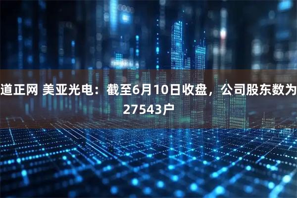 道正网 美亚光电：截至6月10日收盘，公司股东数为27543户