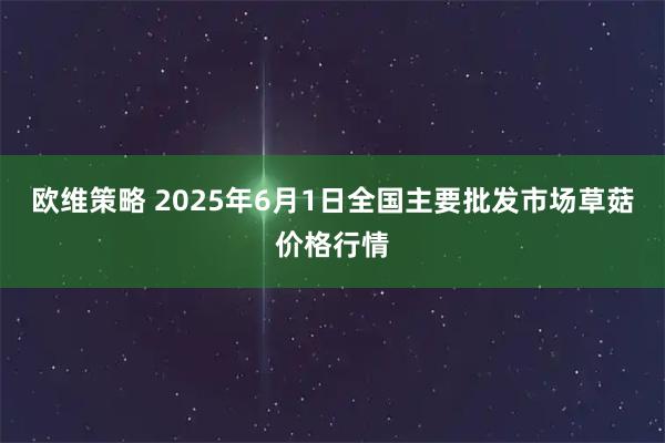 欧维策略 2025年6月1日全国主要批发市场草菇价格行情